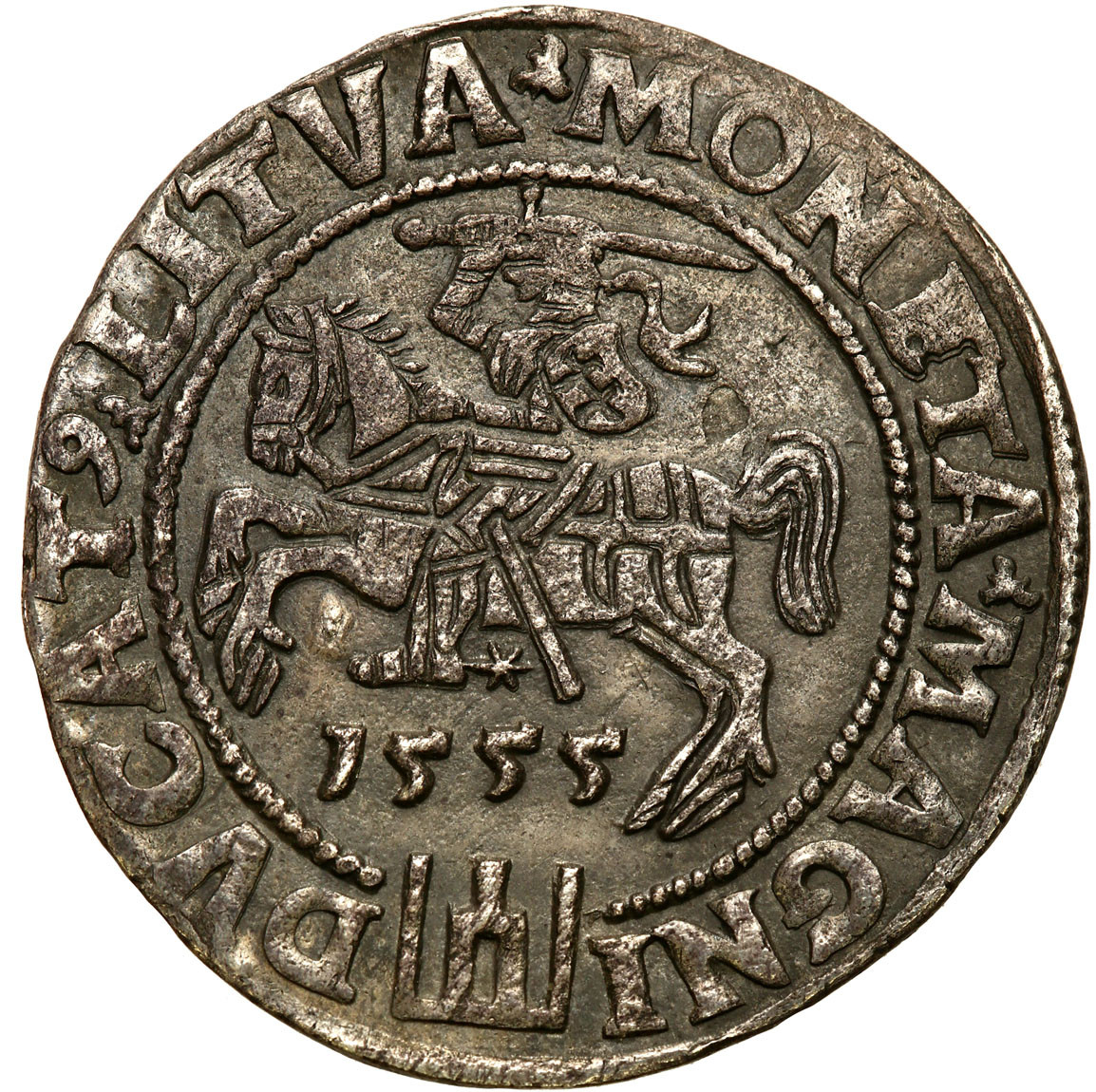 Zygmunt II August. Grosz na stopę litewską 1555, Wilno RZADKOŚĆ R5